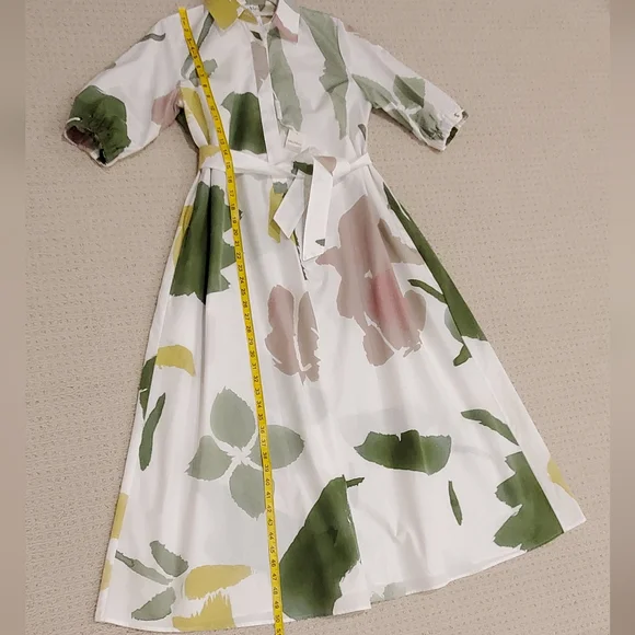MaxMara AUTHENTIC Canter Botanical Flare Cotton Poplin Shirt Dress, US 4, NWT - Picture 14 of 16